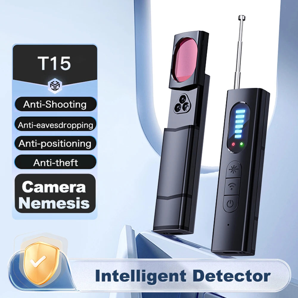 T15 1MHz-6.5GHz Wireless Camera Detector: GPS, WIFI, RF Signal Scanner & Lens Tracker – Ultimate Protection Device!