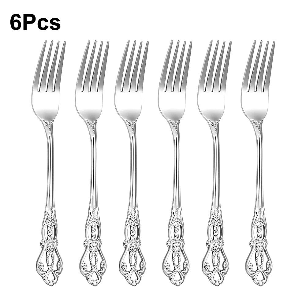 6/24/30-Piece Luxury Silver Cutlery Set – Elegant Stainless Steel Flatware for Stylish Dining