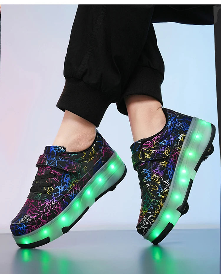 🛼 4-Wheel Dual-Use Roller Skates Sneakers – Detachable Wheels | Speed Skates for Boys & Girls | Stylish Sports Shoes with Hidden Wheels