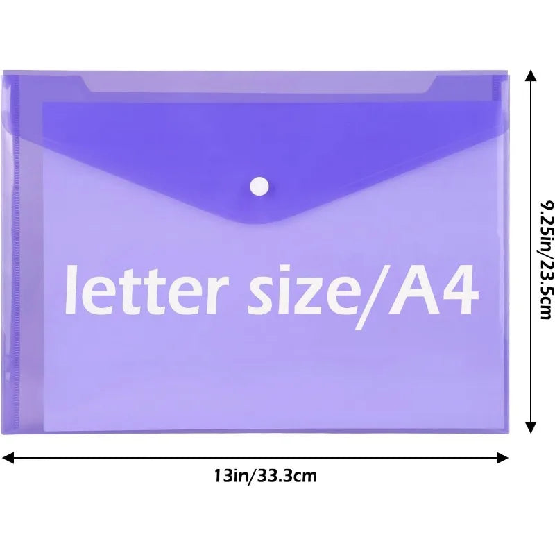 28pcs A4 Plastic Document Folders with Snap Closure - 8 Color Set for School and Office