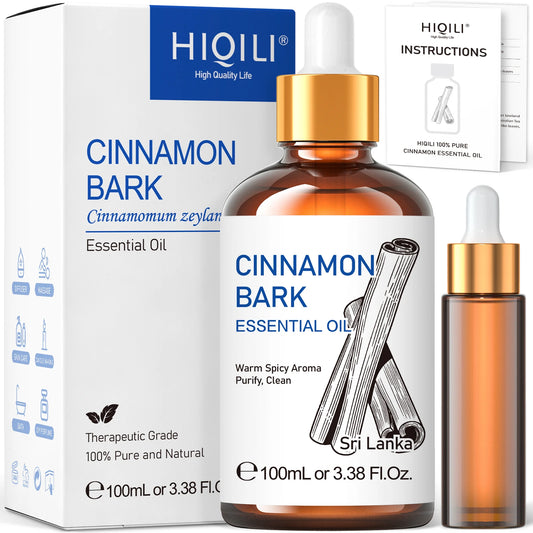 100ml Pure Cinnamon Bark Essential Oil - Natural Aromatherapy for Diffusers, Humidifiers, Massage, and Stress Relief