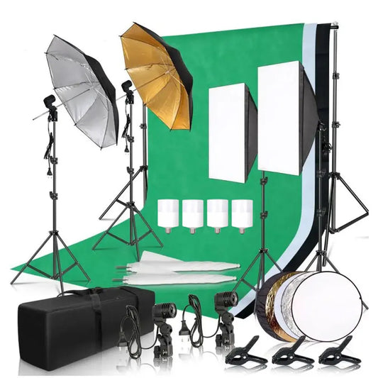 Complete Softbox Lighting Kit with Backdrops & Frame – Pro Photography Studio Setup