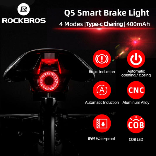 Smart Brake-Sensing Bike Taillight – USB Rechargeable LED Rear Light, IPX6 Waterproof Cycling Accessory