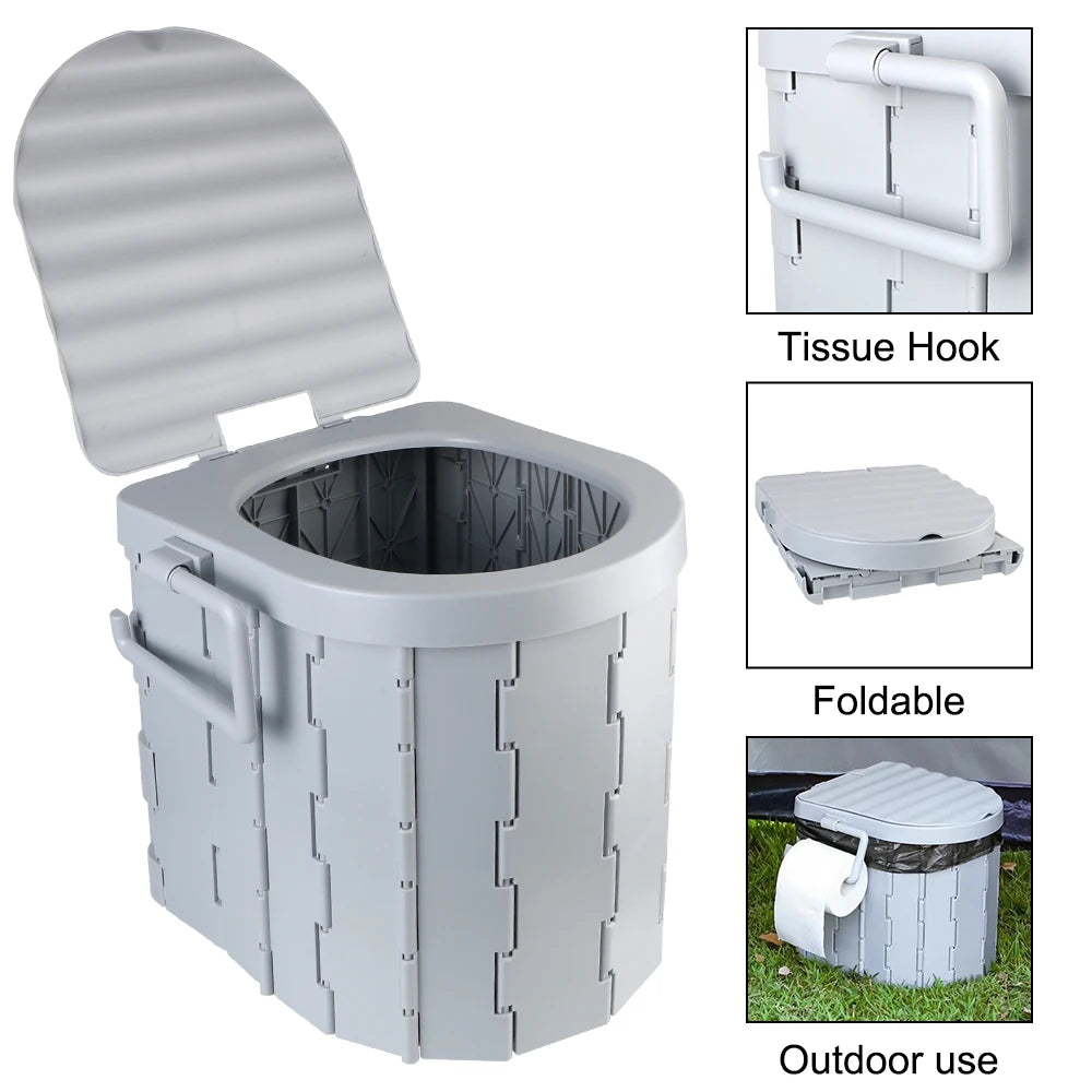 Portable Folding Travel Toilet with Lid – Compact Emergency Toilet for Camping, Cars & Outdoors