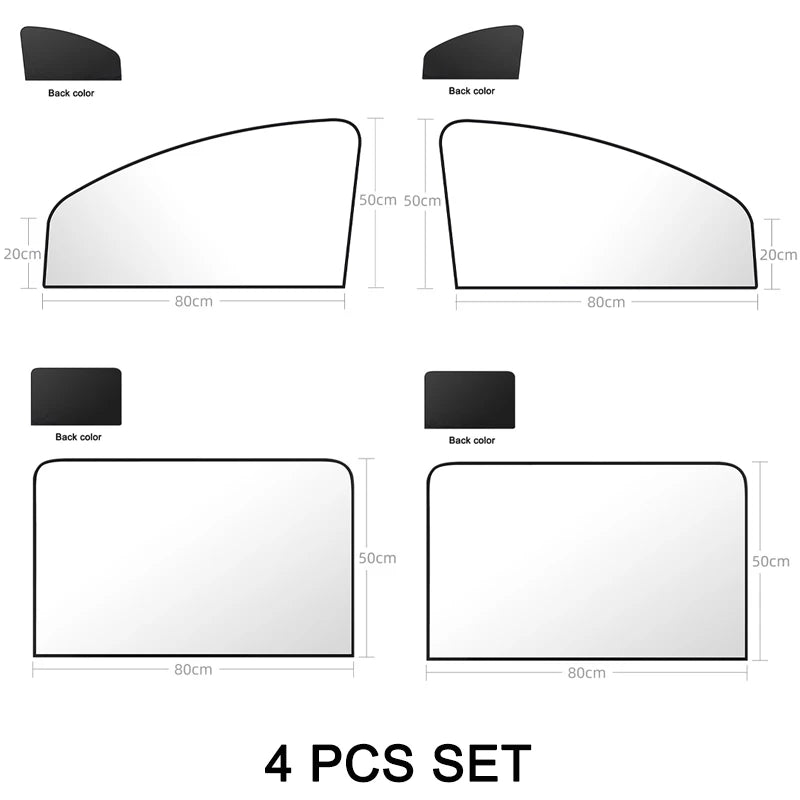 Magnetic Car Side Window Sun Shades – Double-Sided UV Protection Curtains for All Seasons