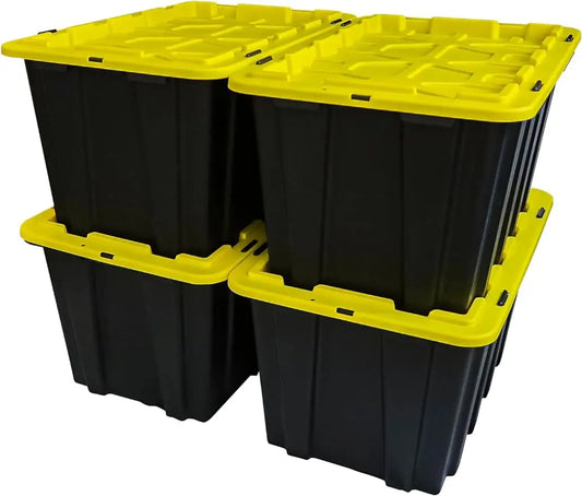 Organize with Ease: 17 Gallon Plastic Storage Bin Totes - Ultra Durable, Secure Latching Lids (4 PACK)