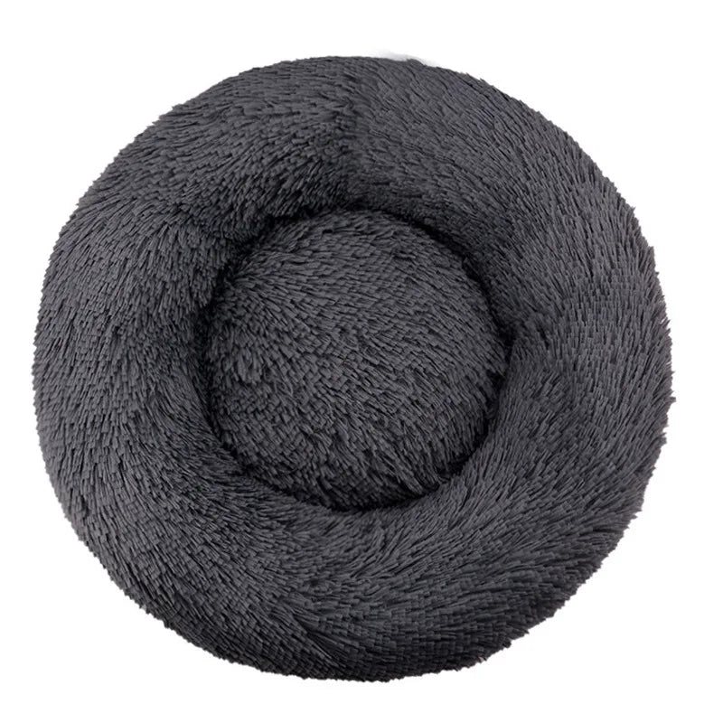 Round Plush Dog & Cat Bed – Winter Warm Washable Pet Bed for Small, Medium & Large Pets