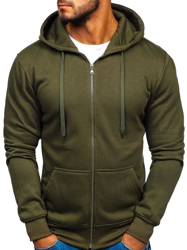 Stay Stylish this Autumn: Men's Slim Fit European Cardigan with Zipper