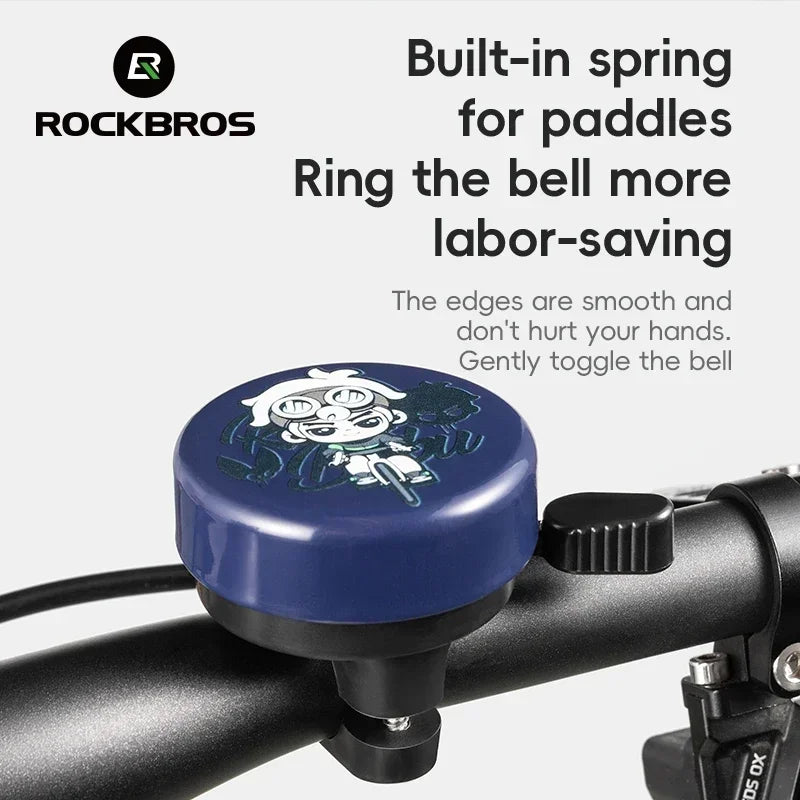 ROCKBROS Bike Bell – Lightweight Cycling Ring Safety Warning Alarm, 80-100dB Handlebar Bell, Durable Bike Accessory