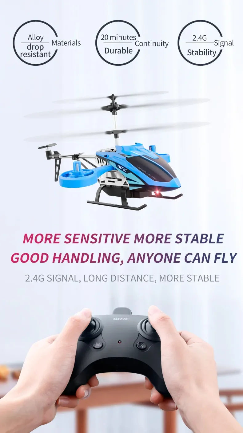 Enhanced M5 Remote Control Helicopter: Altitude Hold, 3.5 Channels, Gyro, LED Lights - Durable Airplane Drone Toy Gift