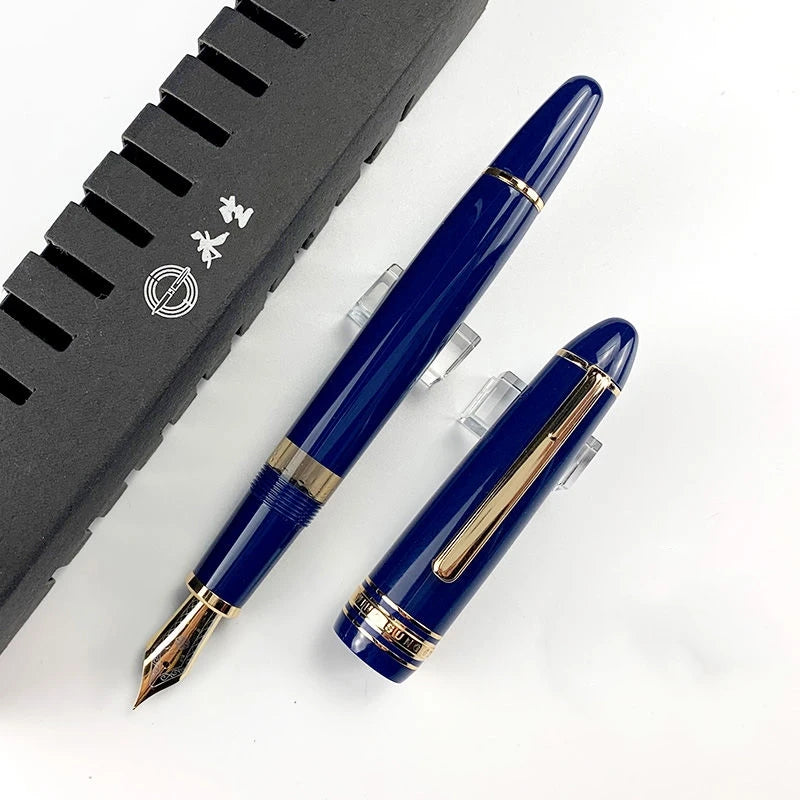 Piston-Filling Fountain Pen – Blue & Black Resin Body with EF/F Nib