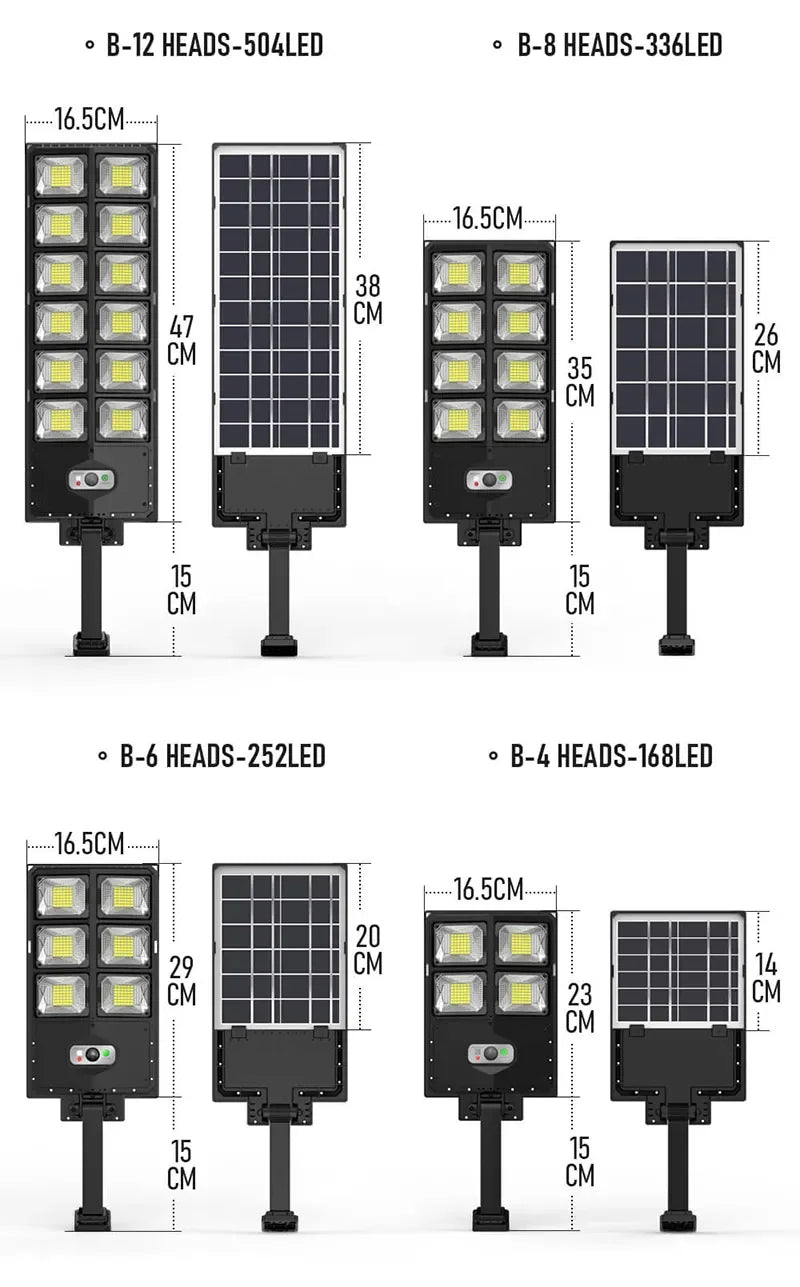 Powerful Outdoor Solar Lights with 4/6/8/10/12 Heads - 504 LED Garden Lamp, Waterproof Motion Sensor Street Light