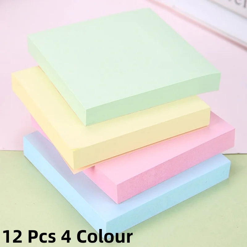 12 Pcs Colorful Sticky Notes Set – 1200 Sheets 4-Color Portable Memo Pads for Office & School