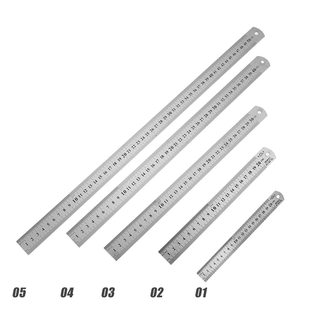 Stainless Steel Precision Ruler – Double-Sided Metric Measuring Tool (15cm–40cm)