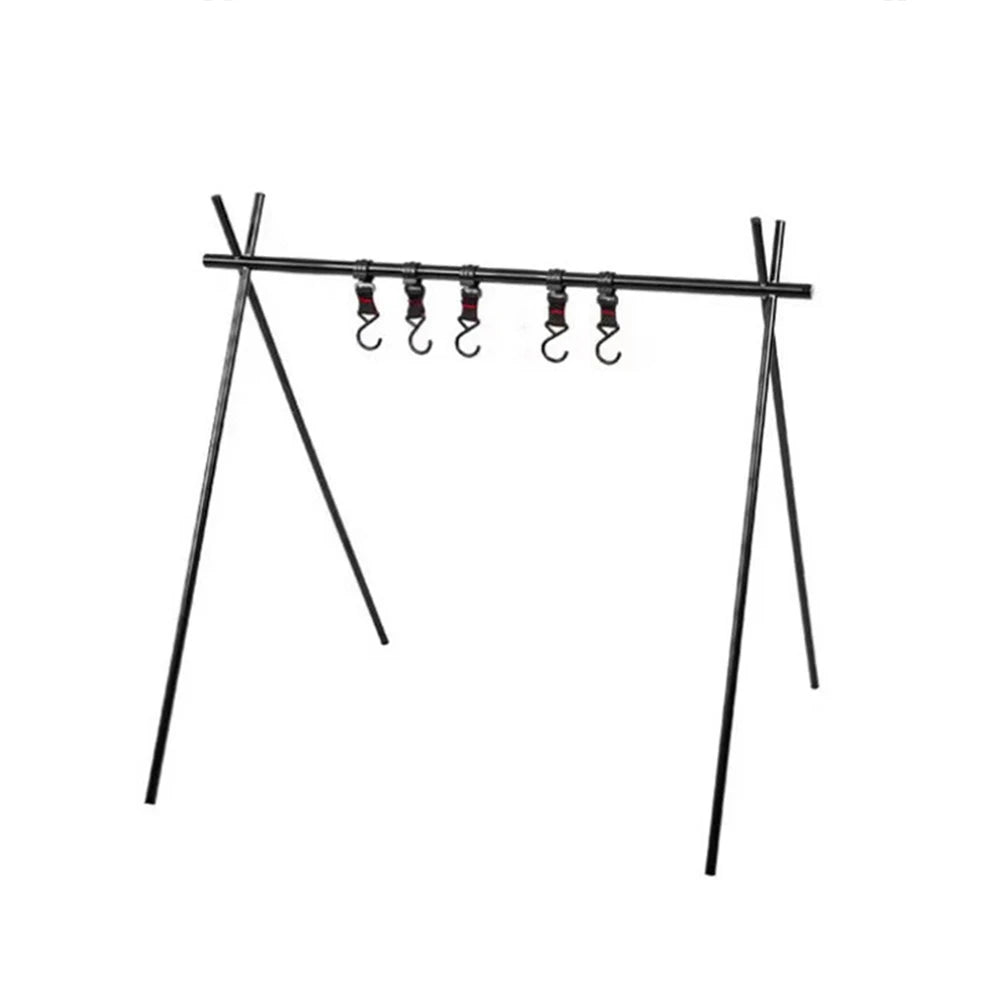 Lightweight Aluminum Camping Triangle Rack – Foldable Storage Stand with Hooks for Picnic, BBQ & Hiking