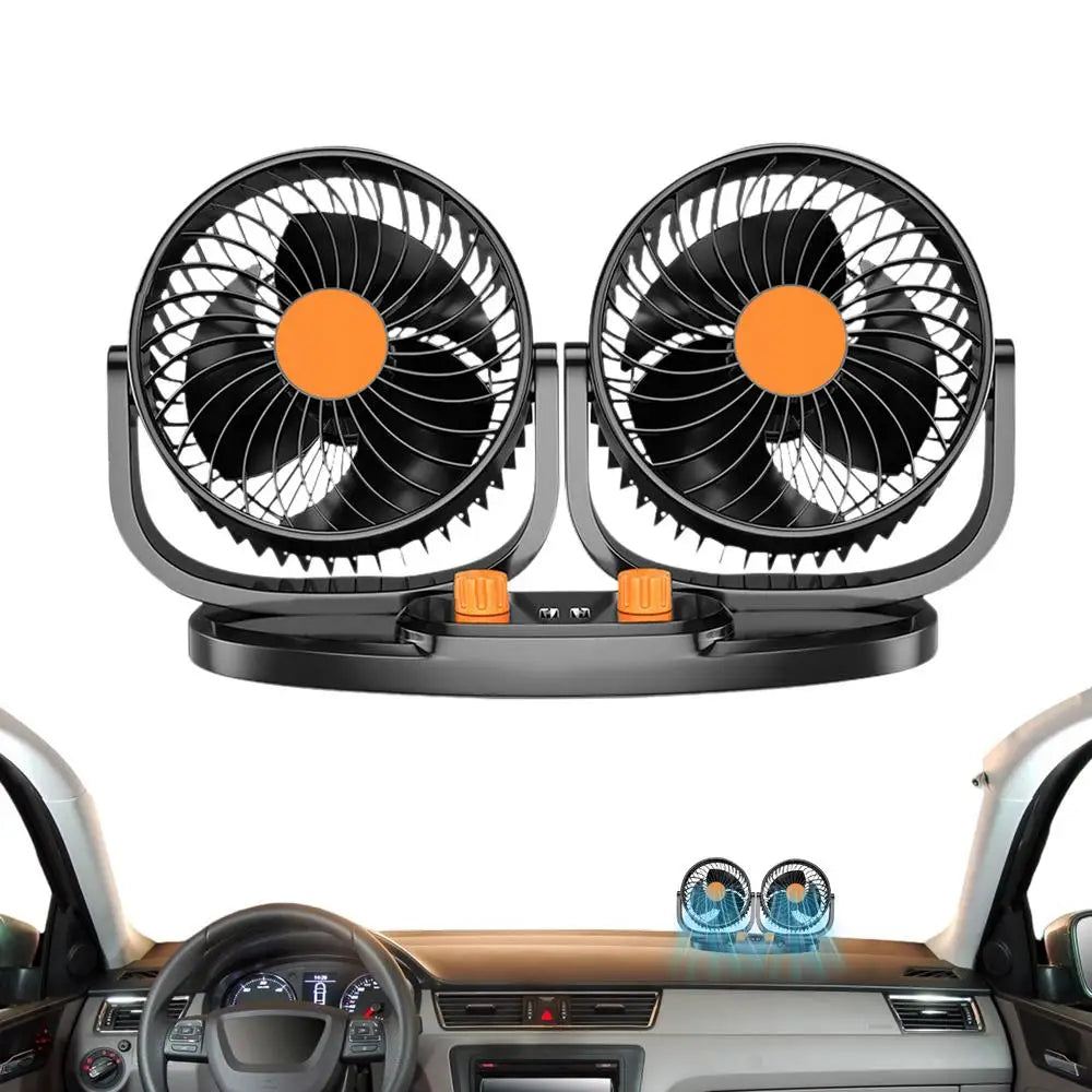 Dual Head USB Car Fan | Adjustable Strong Wind Electric Dashboard Cooling Air Circulator for Ultimate Comfort