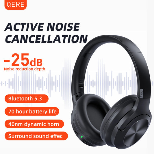 Immerse in Sound: QERE E80 Wireless Bluetooth Headset with ANC Noise Cancellation, Hi-Res Audio, Over-Ear Design, 70H Battery, and 40mm Driver