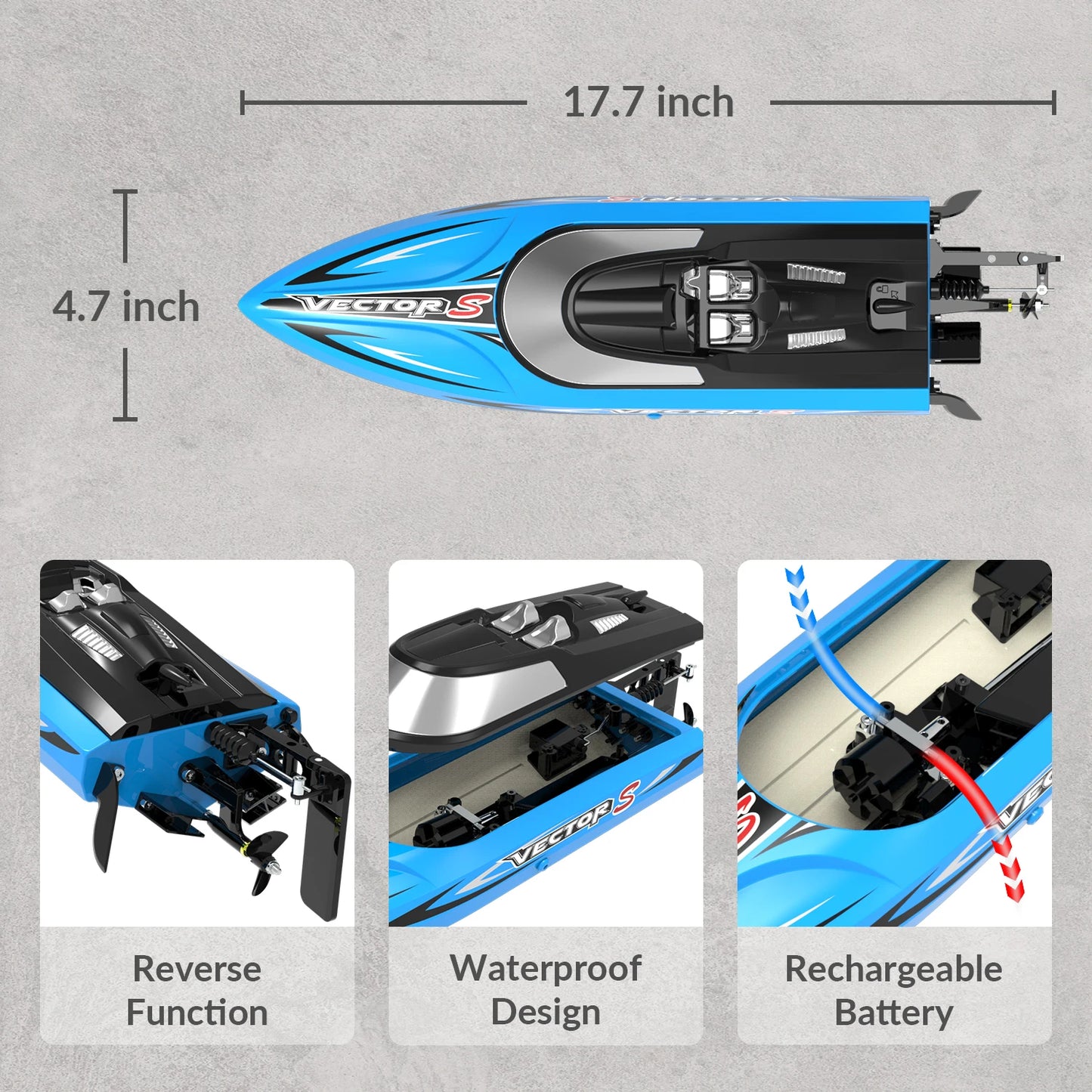 VOLANTEXRC High-Speed RC Racing Boat – 48km/h Brushless 2.4GHz Remote Control, Self-Righting, Lake & Pool Ready (797-4, 1 Battery)