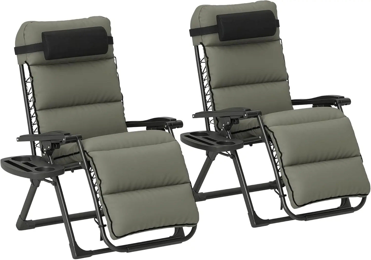 Set of 2 Reclining Zero Gravity Lounge Chairs – Folding Outdoor Relaxation with Removable Cushions