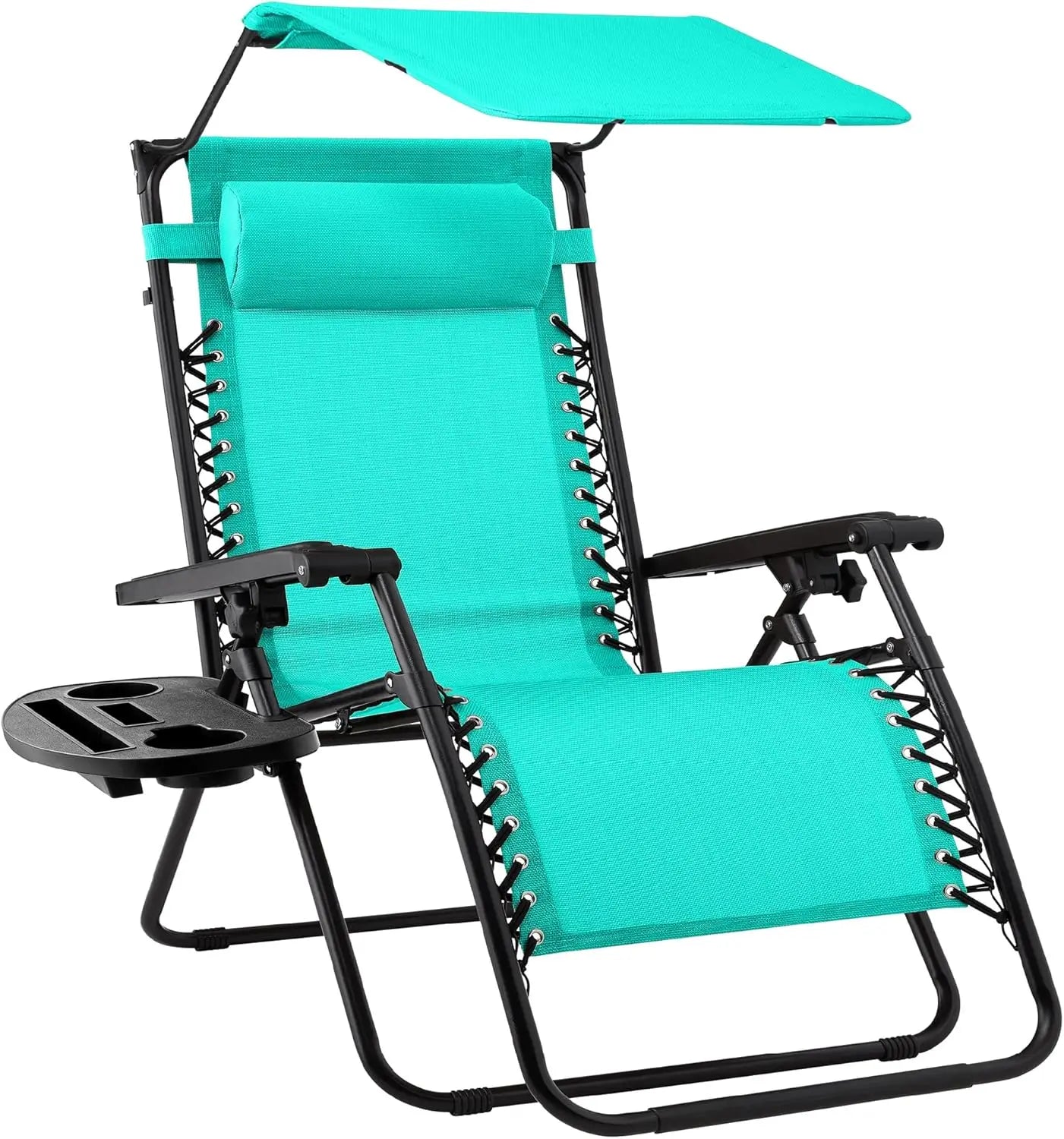 Folding Zero Gravity Recliner Chair – Outdoor Patio Lounge with Adjustable Canopy, Headrest & Side Tray