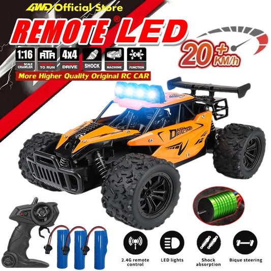 1:16 Remote Control Drift Racing Car – 2.4G Off-Road High-Speed Alloy RC Truck with LED Lights, Climbing Vehicle Toy for Kids