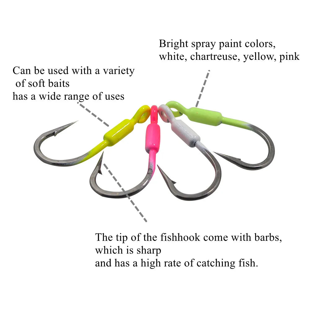 40pcs Snapper Jig Weighted Hooks: 3g Fishing Hooks in White, Pink, Yellow, and Chartreuse