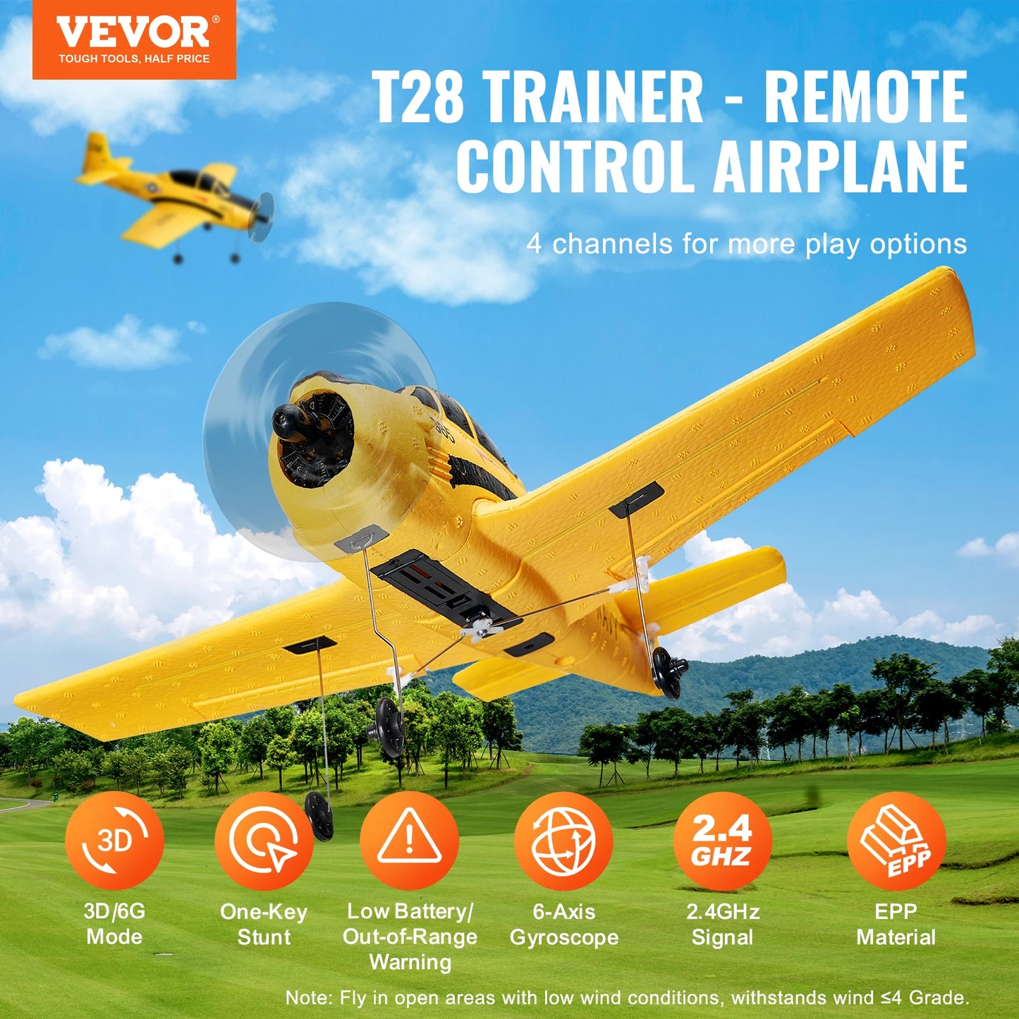 2.4G 4CH Remote Control Airplane – RC Glider with 6-Axis Gyro Stabilizer, Perfect for Kids and Beginners