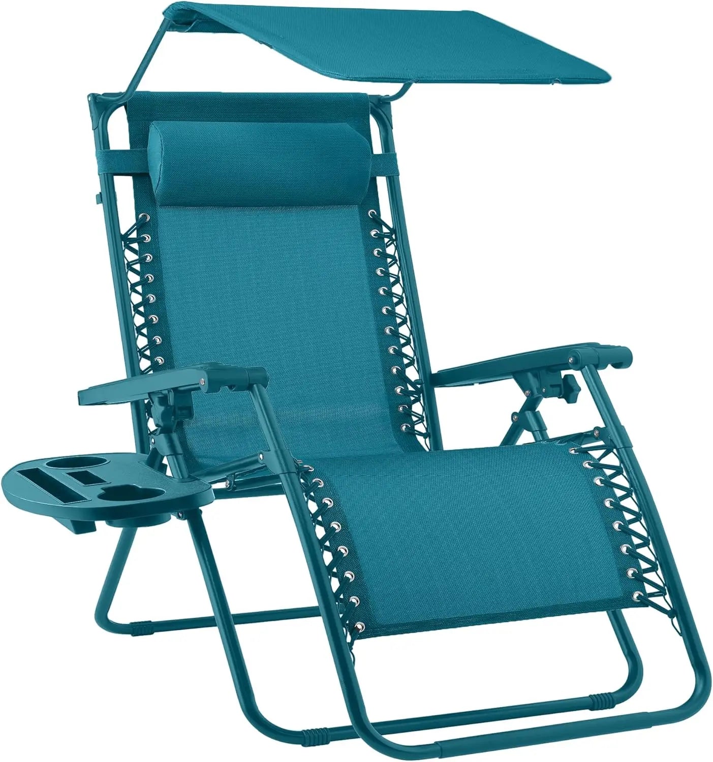 Folding Zero Gravity Recliner Chair – Outdoor Patio Lounge with Adjustable Canopy, Headrest & Side Tray