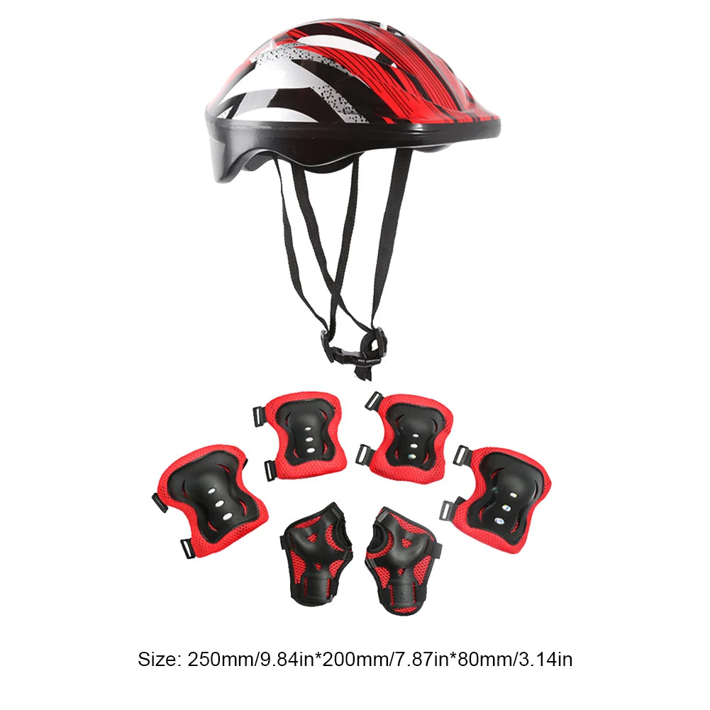 7-Piece Kids Bike Safety Gear Set – Helmet, Knee & Elbow Pads, Wrist Guards for Cycling, Skating & Outdoor Sports