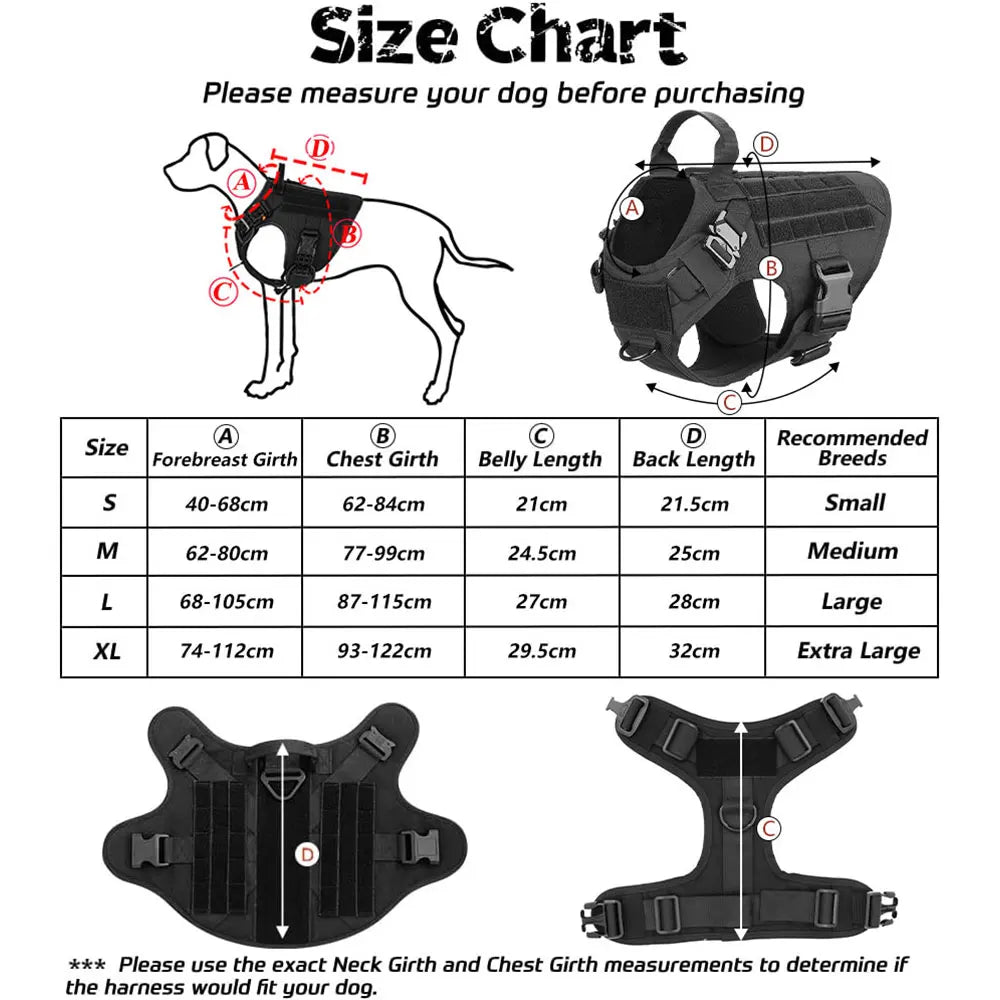 Tactical Dog Harness and Leash Set for All Breeds: Ideal for German Shepherds and K9 Malinois Training