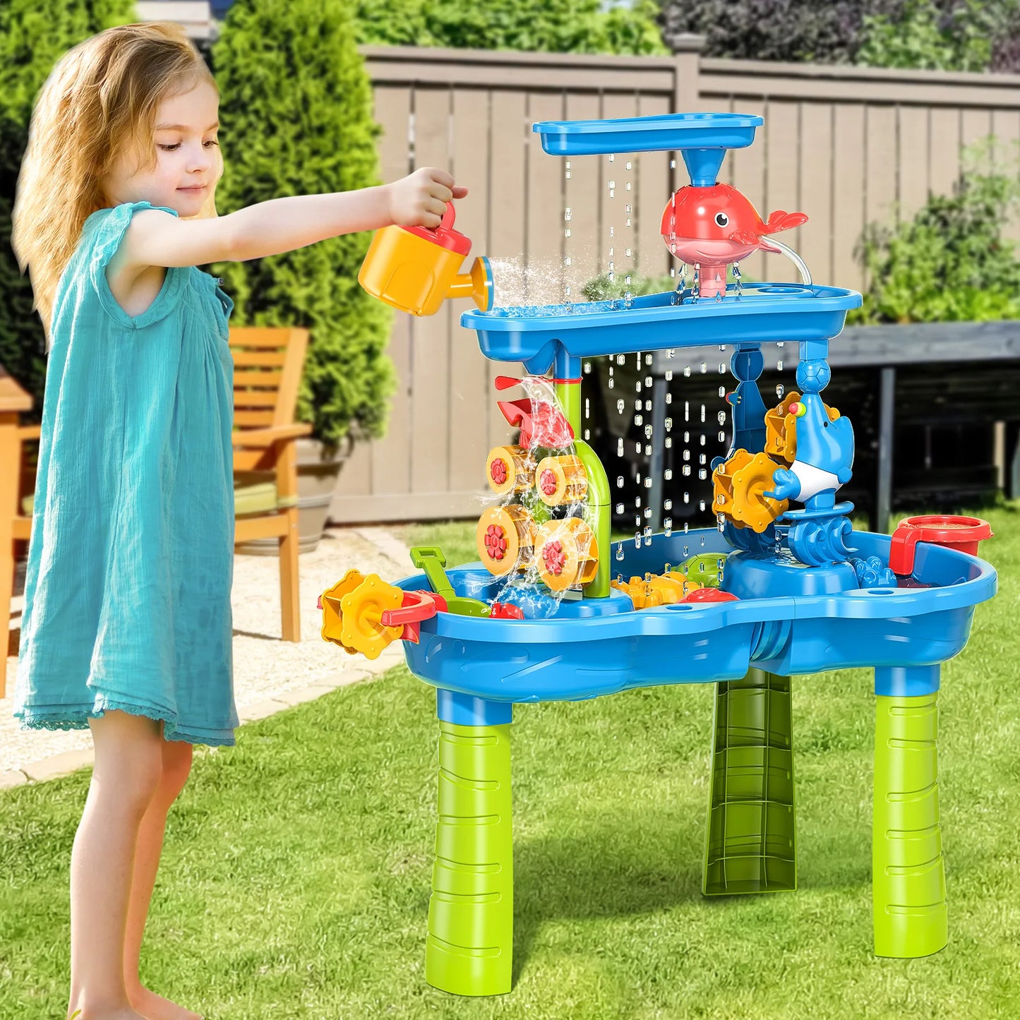 Children’s Sand & Water Play Table – Outdoor DIY Beach Toy Set for Kids Ages 3–5
