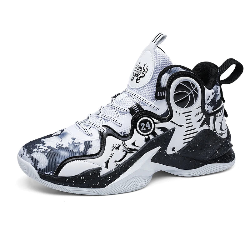 Men's Basketball Shoes – Breathable, No-Slip Outdoor Training Sneakers with Trendy Graffiti Design