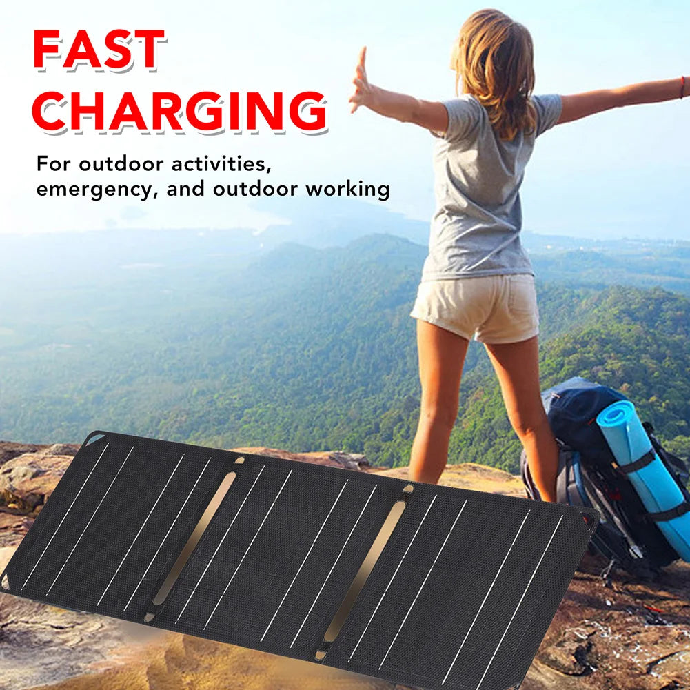 30W/40W Portable Foldable Solar Charger – IP67 Waterproof with USB-A, Type-C, and DC Output for 5V Battery and Phone Charging