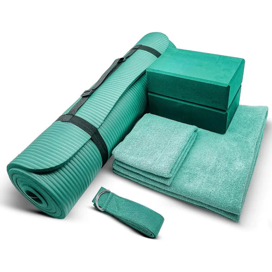 7-Piece Yoga Kit for Home Workouts – Thick Mat, Blocks & Essential Equipment for Women and Men