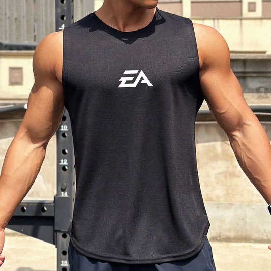 🏖️ Men's Summer Sleeveless Mesh Sports Shirt – Quick-Dry Fitness & Swim Vest