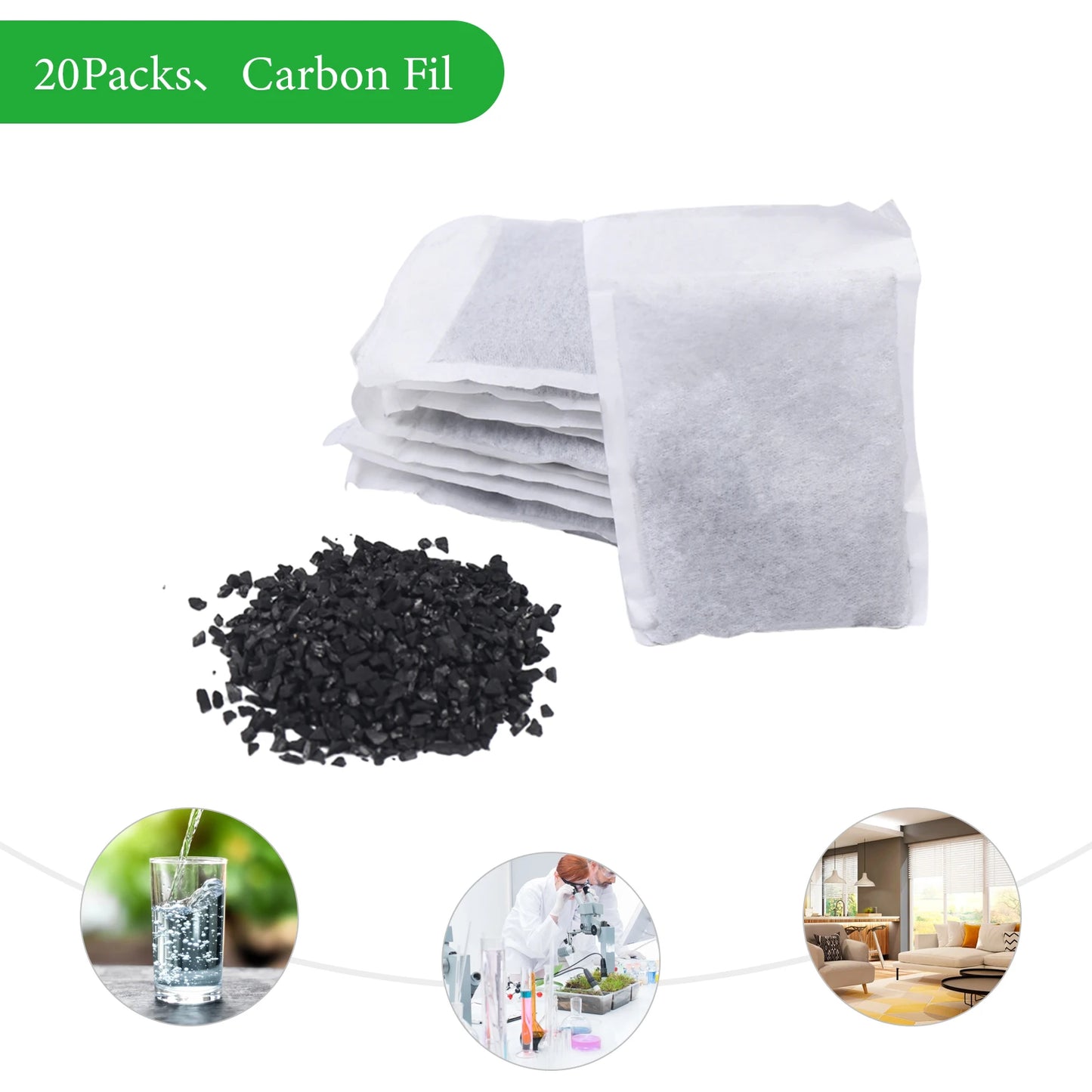 20 Activated Carbon Filter Packs – Perfect for Water Distillers & Compound Removal