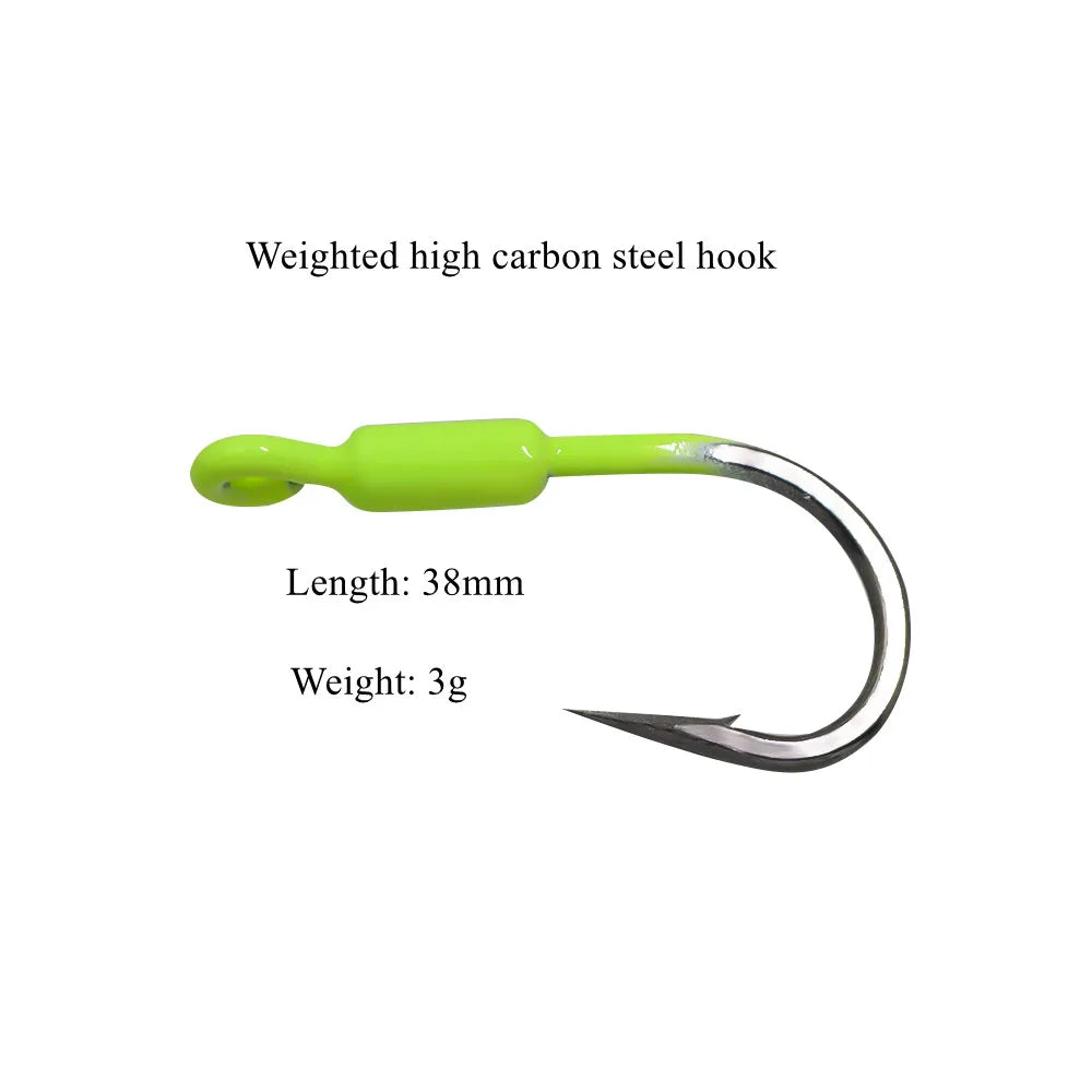 40pcs Snapper Jig Weighted Hooks: 3g Fishing Hooks in White, Pink, Yellow, and Chartreuse