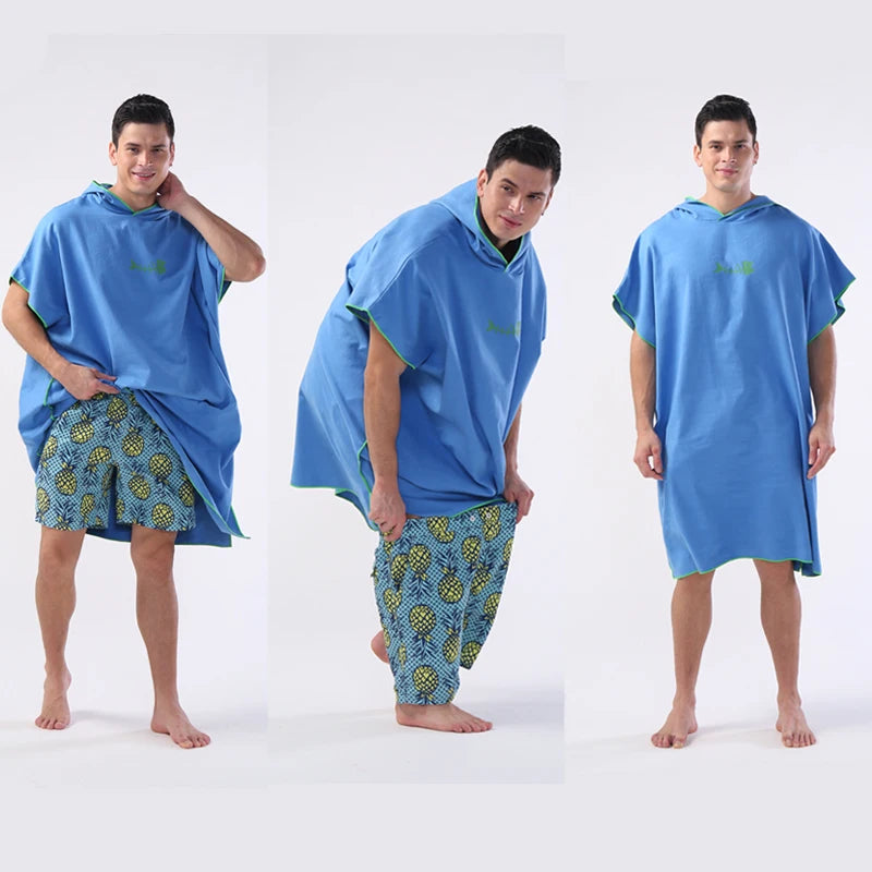 Surf Poncho Changing Towel - Microfiber Beach Blanket, Hooded Bath Towel for Adults, Ideal for Wetsuits and Swim Wear