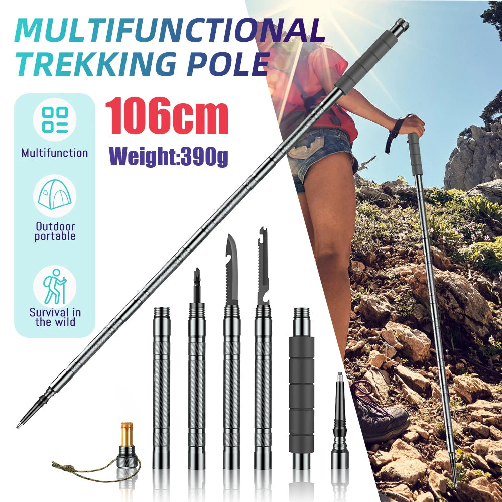 Multifunction Collapsible Trekking Poles – Lightweight Telescopic Hiking & Climbing Sticks for Walking and Mountaineering