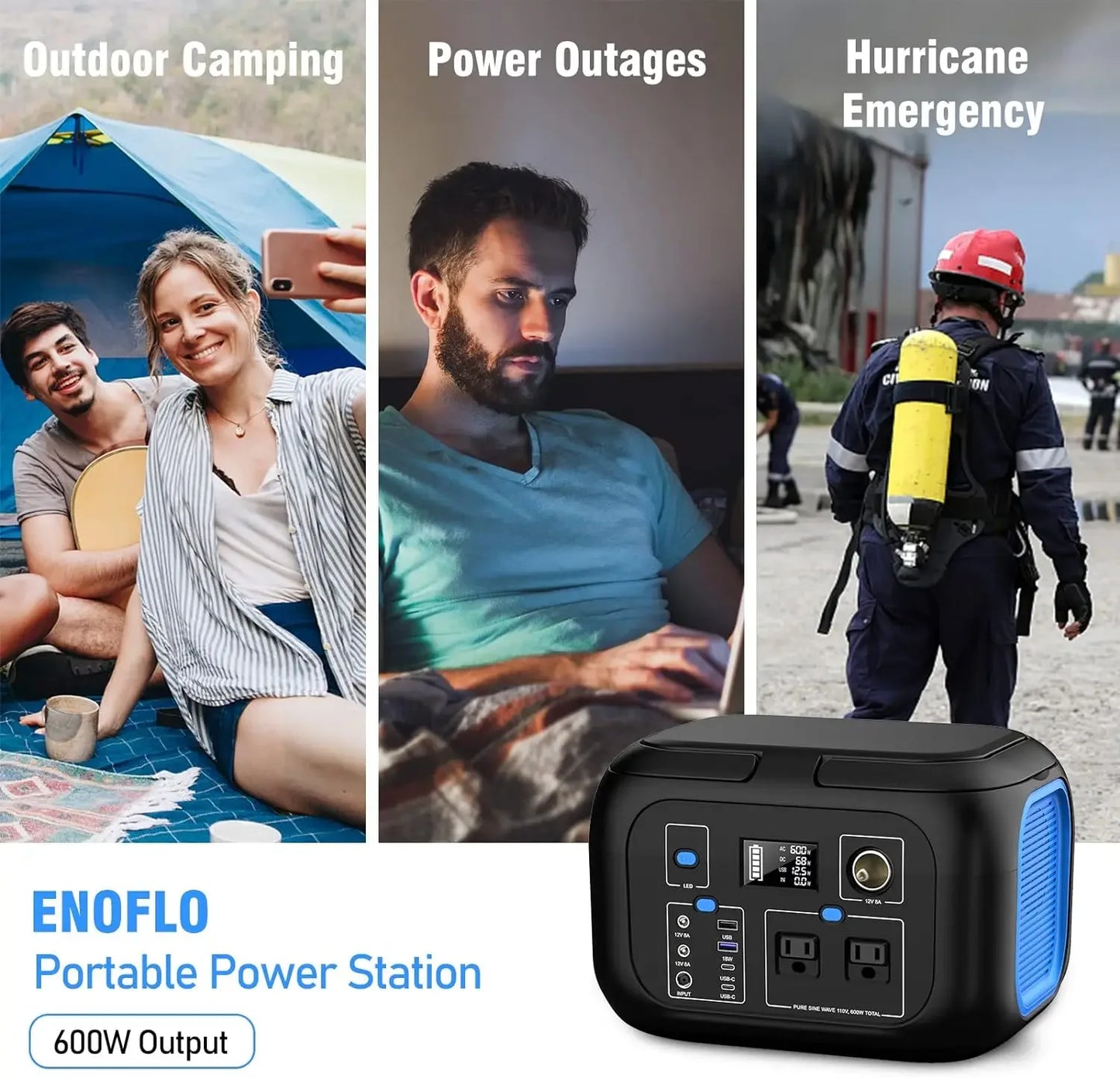 Stay Charged Anywhere: 600W Portable Power Station – 296Wh Solar Generator with Fast Charging Lithium Battery