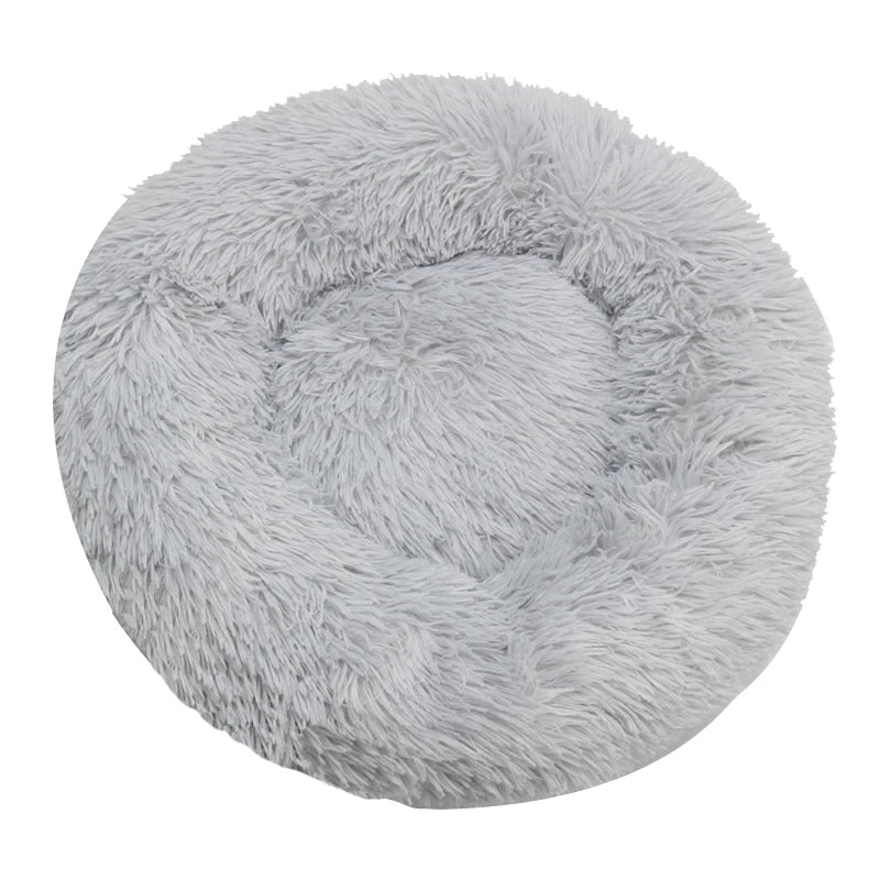 Round Plush Dog & Cat Bed – Winter Warm Washable Pet Bed for Small, Medium & Large Pets