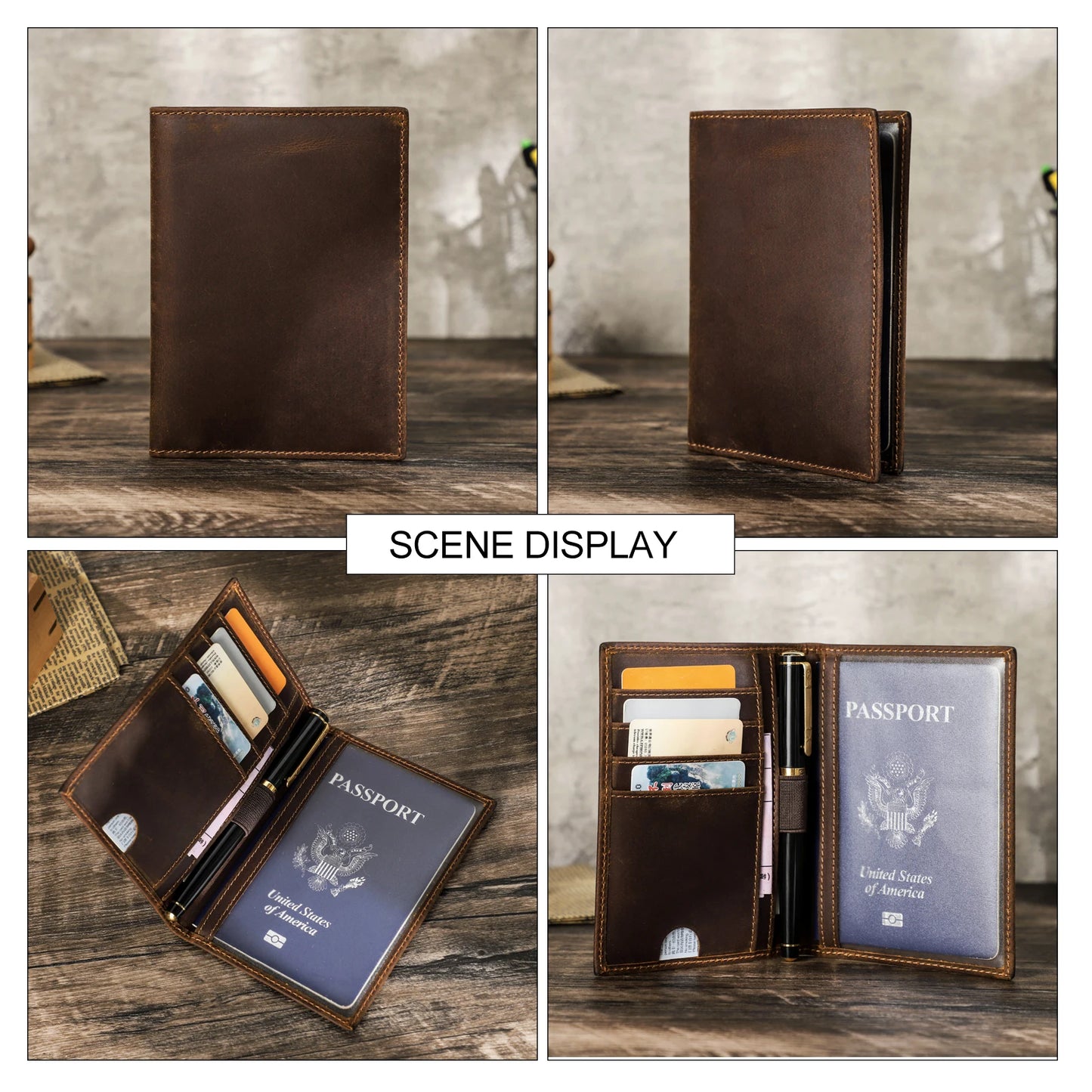 CONTACT'S Genuine Leather Passport Holder & Wallet - Vintage-Style Card Holder for Men, Perfect for Travel!