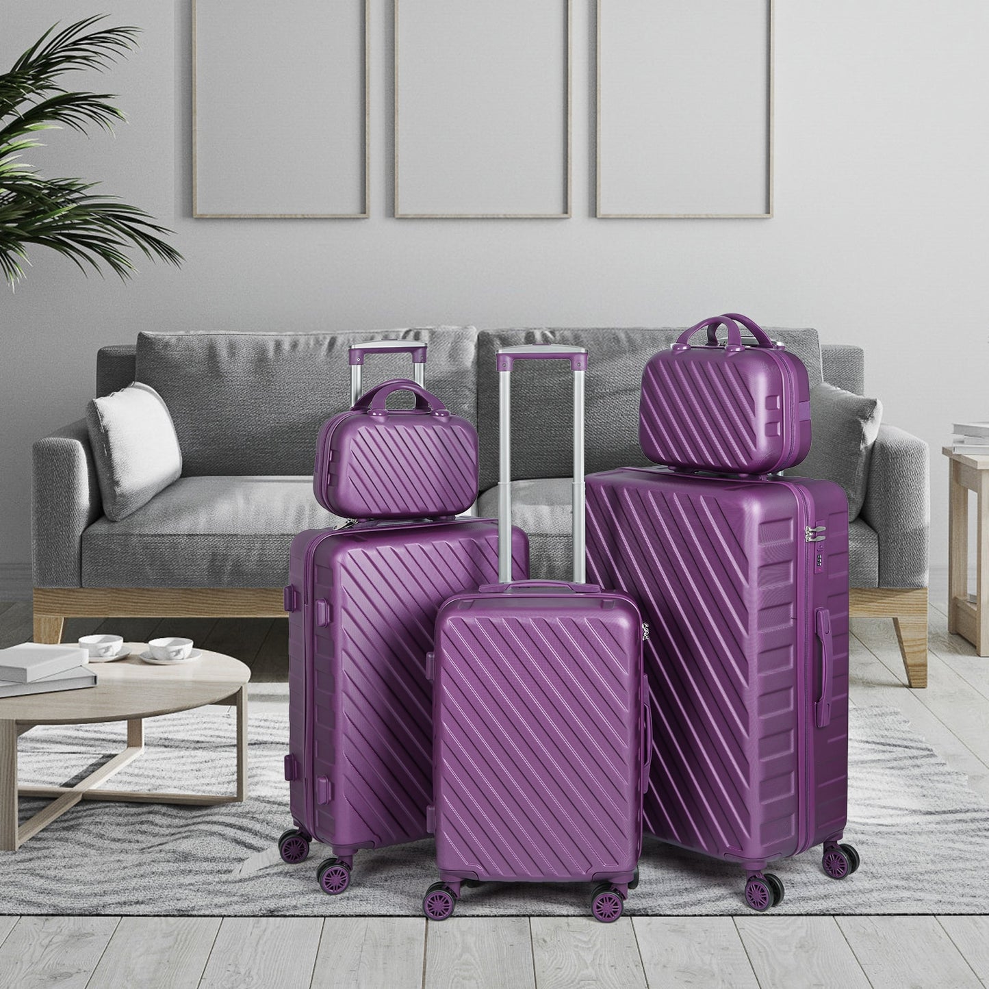 Travel in Style: 5-Piece Luggage Set with Cosmetic Suitcase, Portable Boarding Luggage, and 360-Degree Spinner Wheels