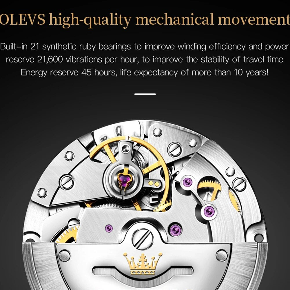 OLEVS Men's Luxury Automatic Mechanical Watch: Original, Steel Strap, Waterproof - A True Brand Classic