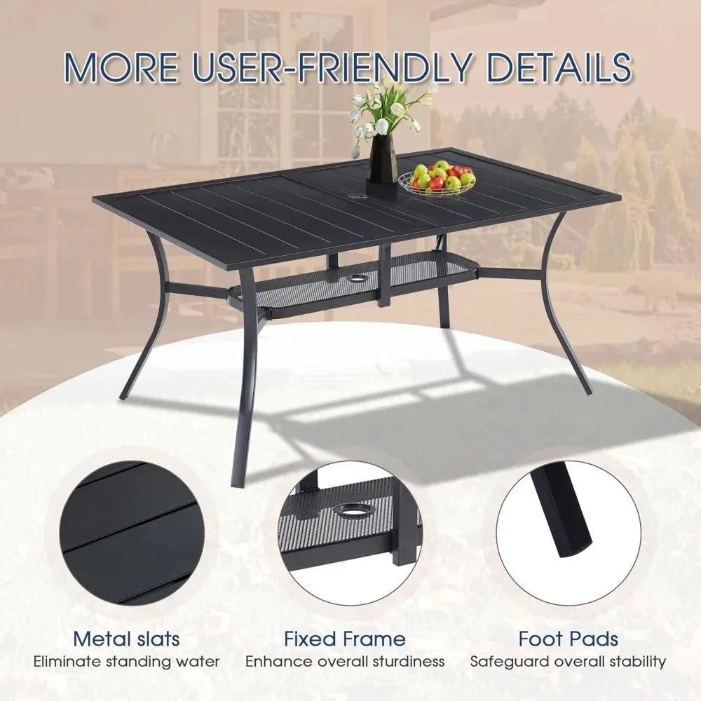 6-Piece Outdoor Patio Dining Set – Swivel Chairs & Rectangular Table with Built-In Storage Shelf