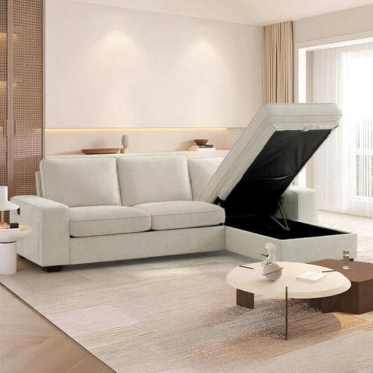 99" Modern Reversible Sectional Sofa with Chaise and Storage – L-Shaped Chenille Fabric Couch for Living Room