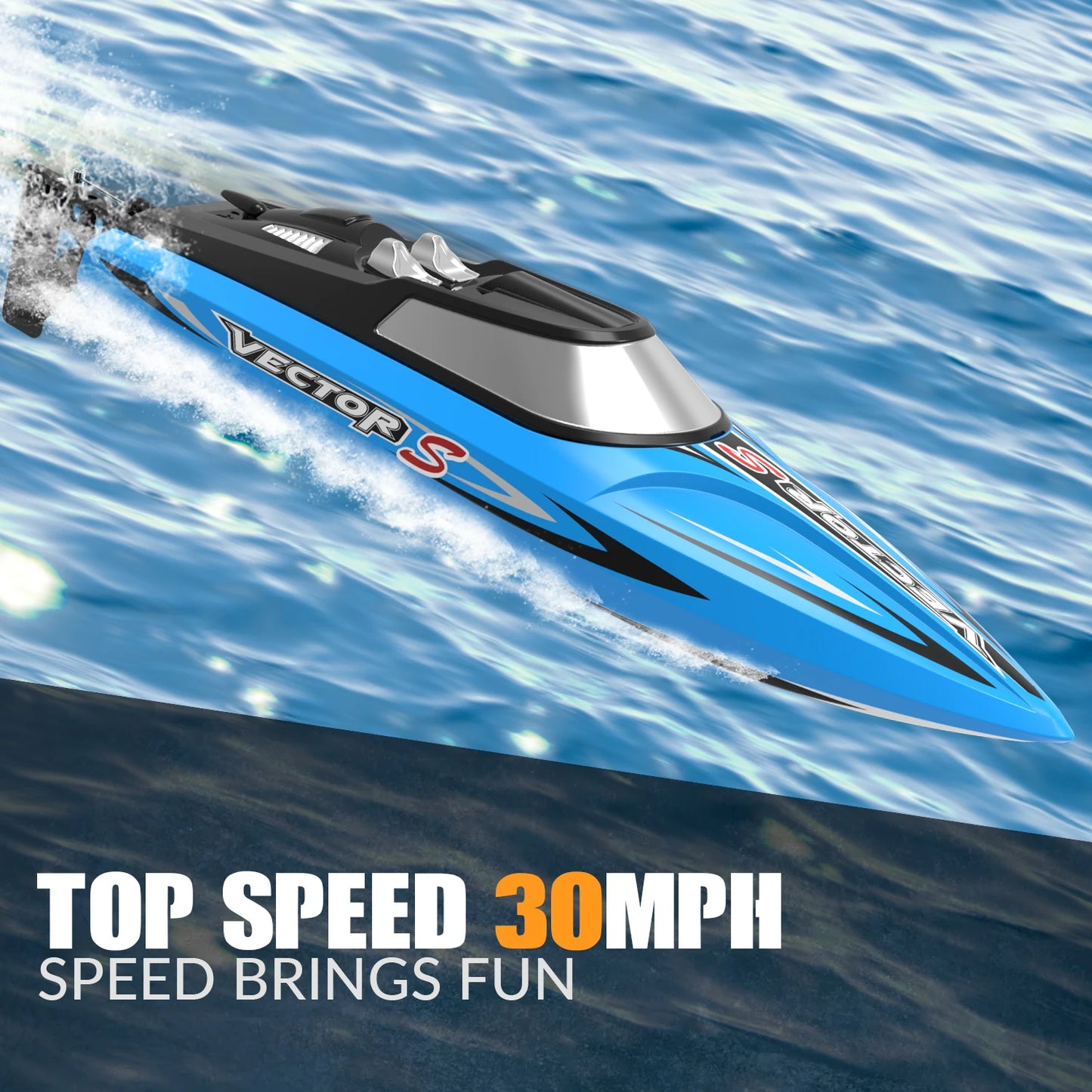 VOLANTEXRC High-Speed RC Racing Boat – 48km/h Brushless 2.4GHz Remote Control, Self-Righting, Lake & Pool Ready (797-4, 1 Battery)