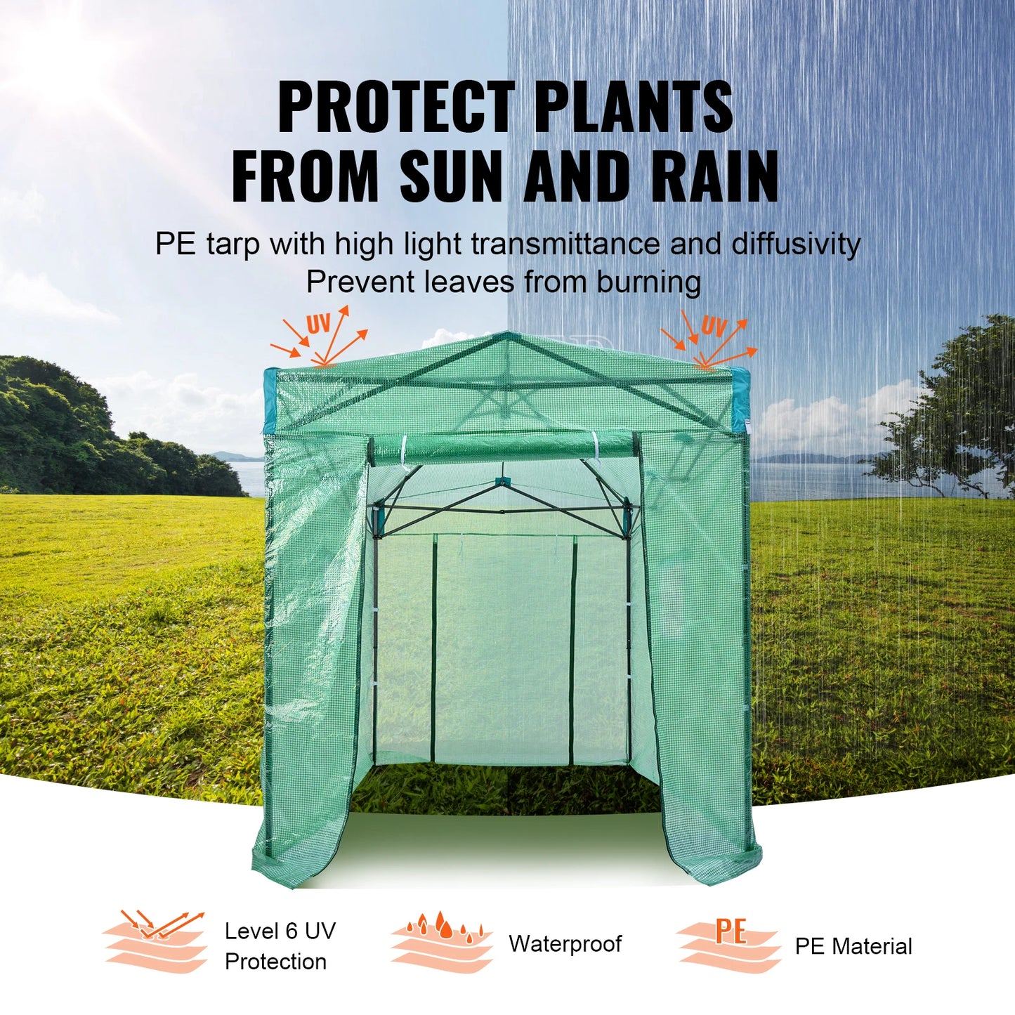 VEVOR Pop-Up Greenhouse: High-Strength PE Cover for Outdoor Garden Planting and Storage