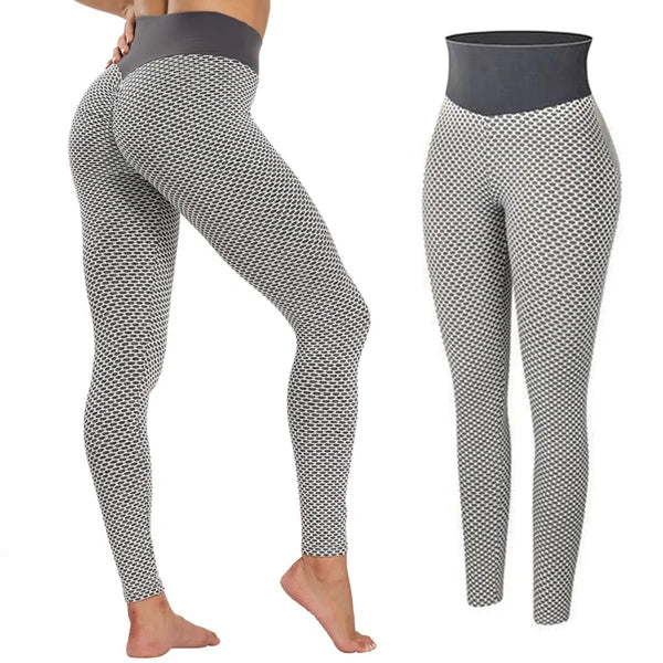 Women's High Waist Grid Tights: Breathable Push-Up Yoga Pants & Sportswear Leggings – Perfect for Gym and Fitness!