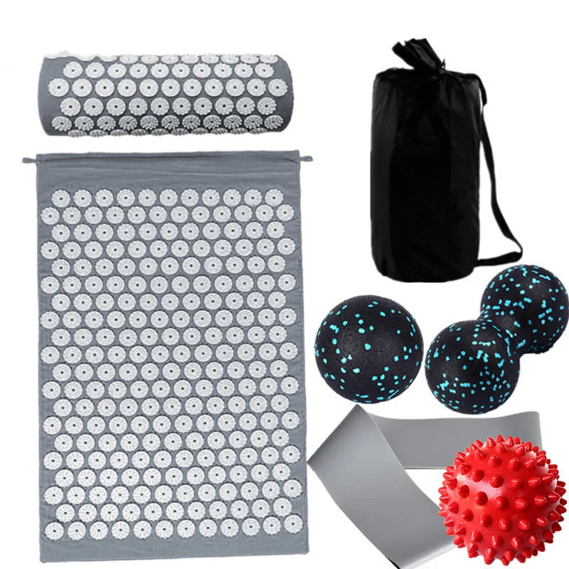 7-Piece Acupressure Mat & Pillow Set – Stress Relief, Back Pain Massage & Muscle Relaxation for Yoga and Recovery